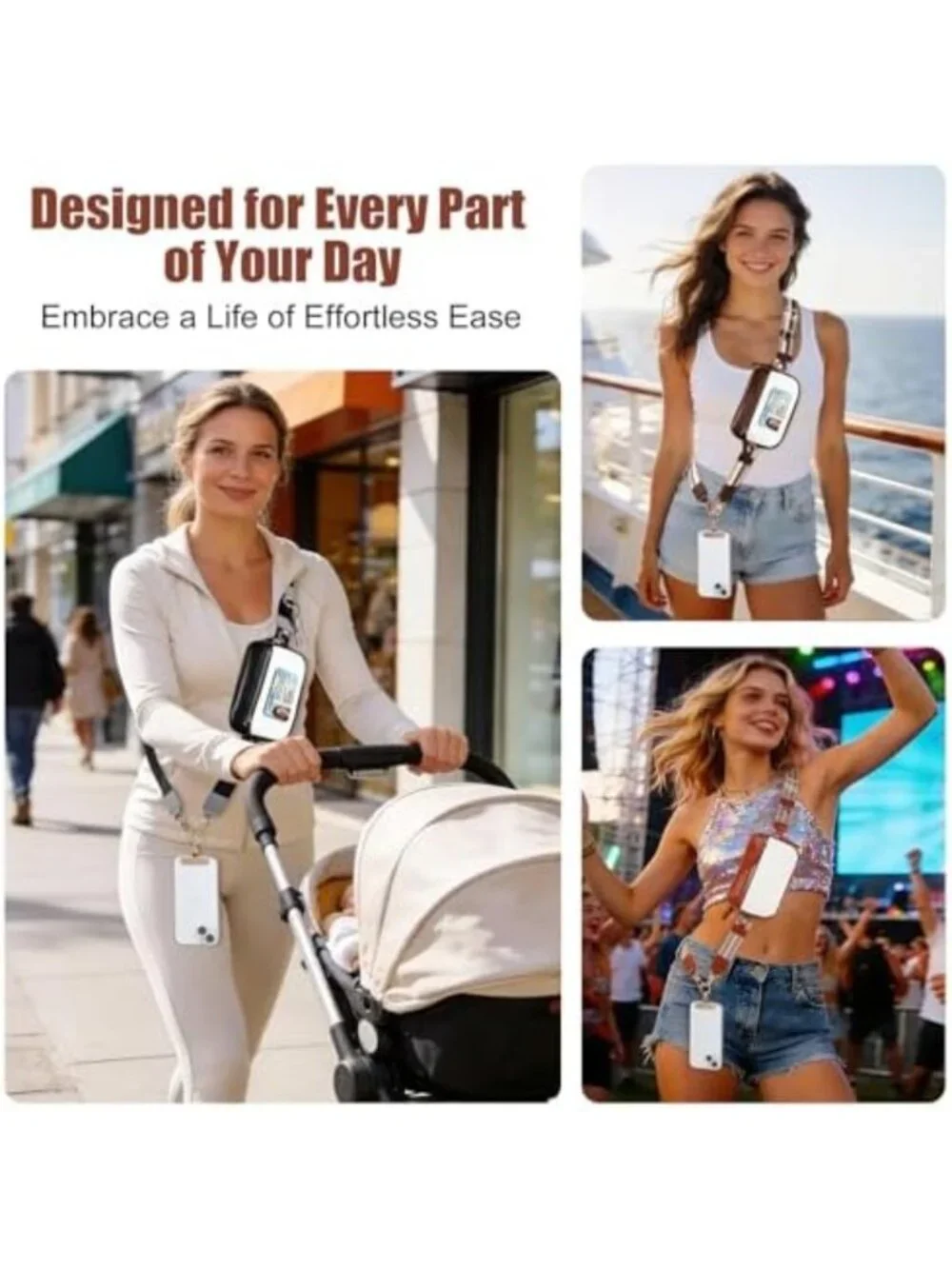Stylish Leather Wallet Crossbody with Clip and Go Strap for Phones - Versatile